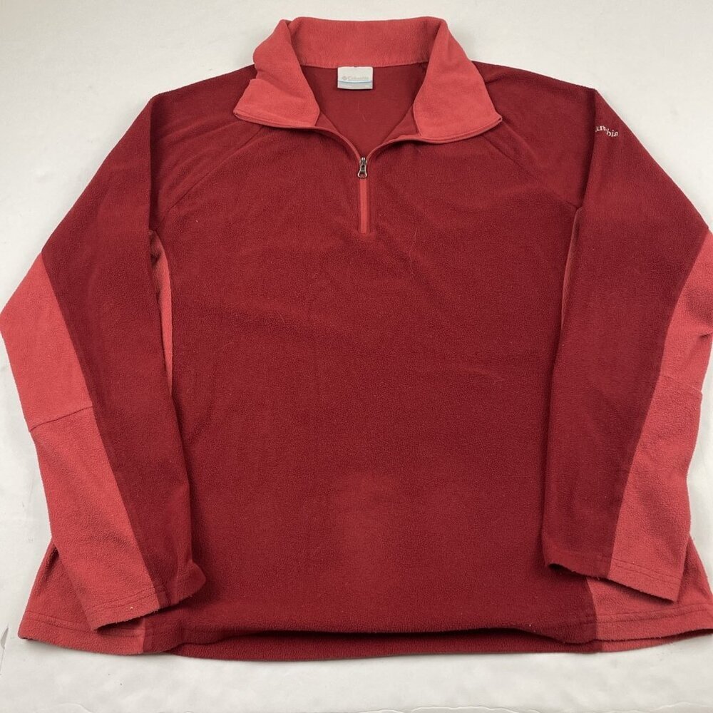 Columbia 1/4 Zip Fleece Pullover Women’s XL Sweater Lightweight Hiking Red Pink - Picture 2 of 7
